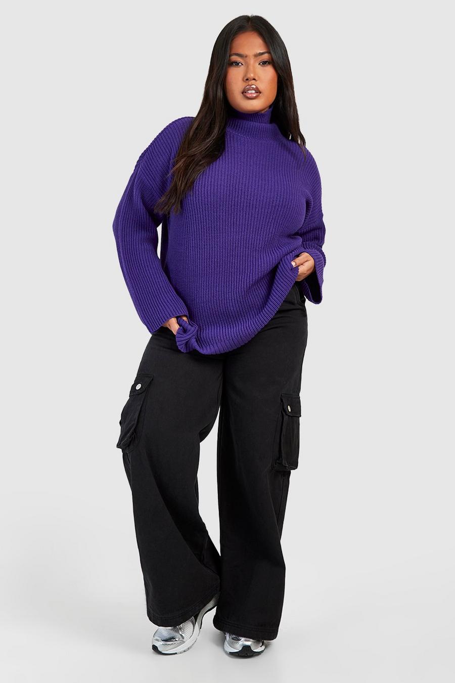 Purple Plus Knitted Roll Neck Jumper   image number 1