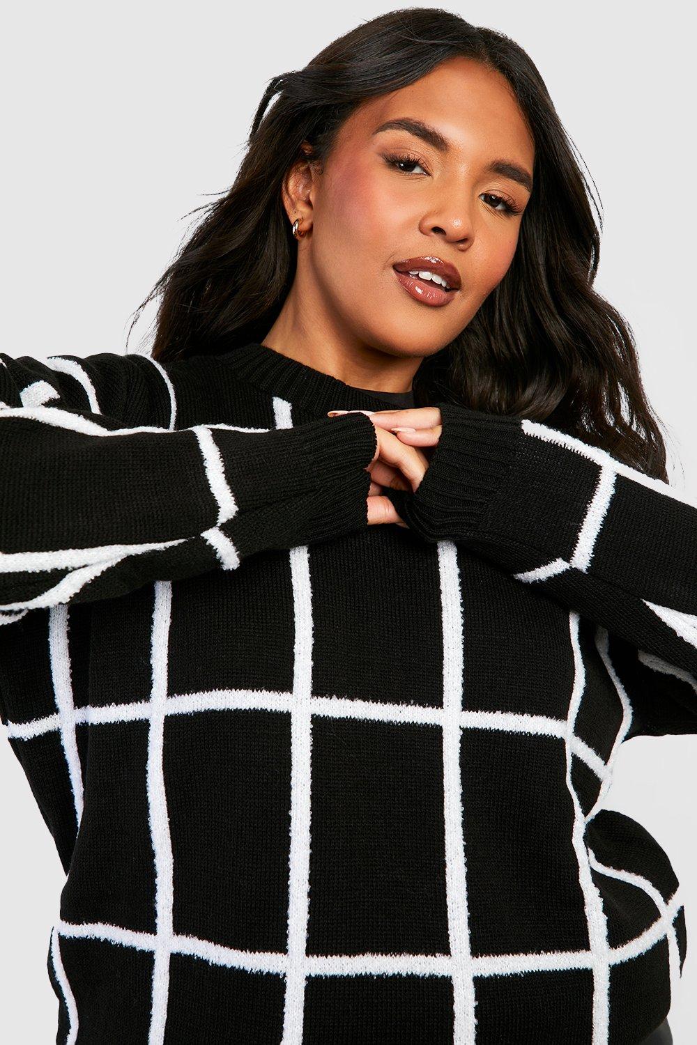 Black grid sweater hotsell