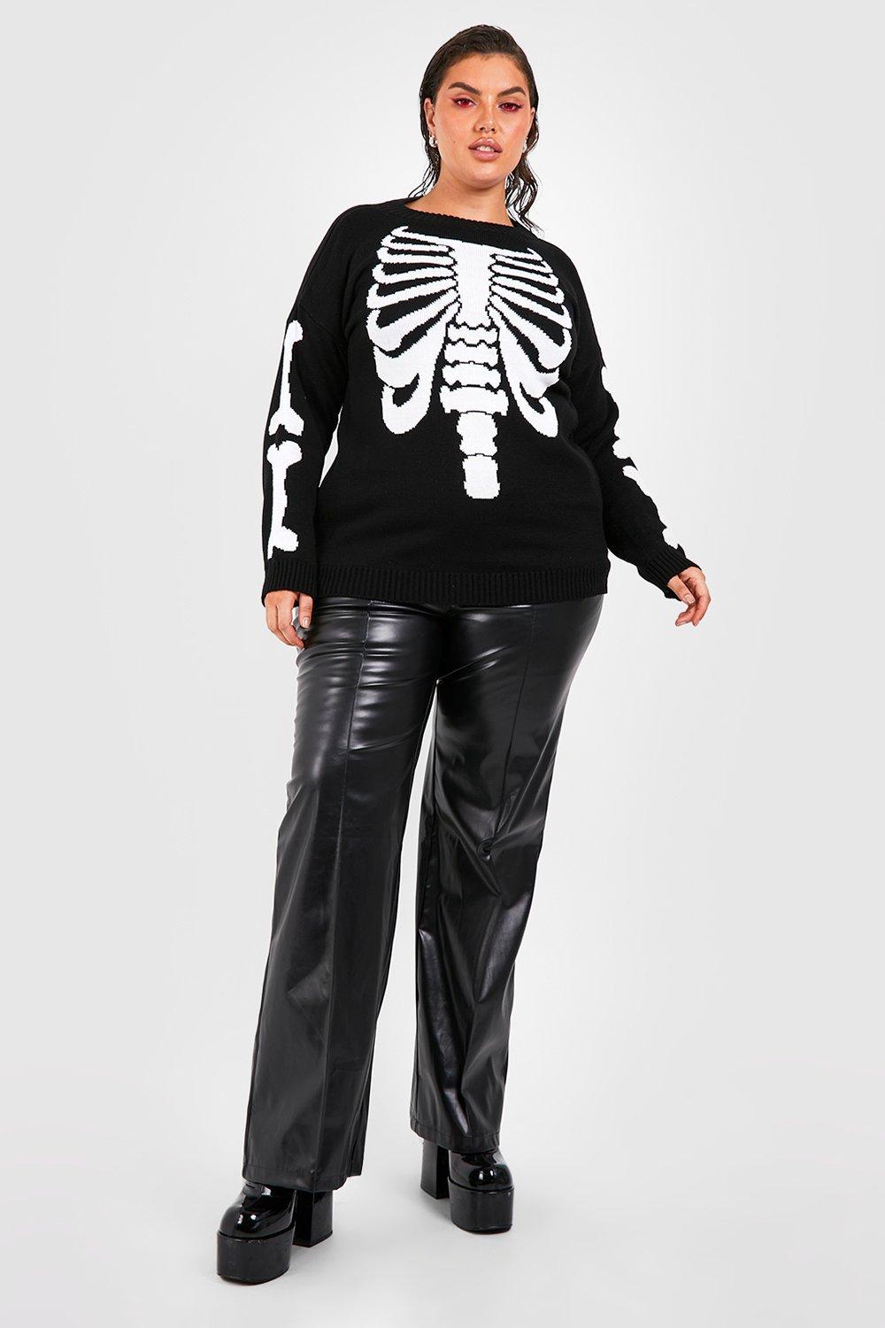 Black XL-4XL Sweatshirt Plus Size for Women Halloween Spooky Women