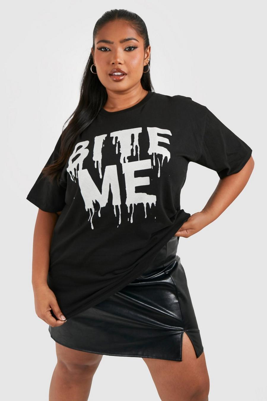 Black Plus Halloween Bite Me T-shirt med självlysande tryck image number 1