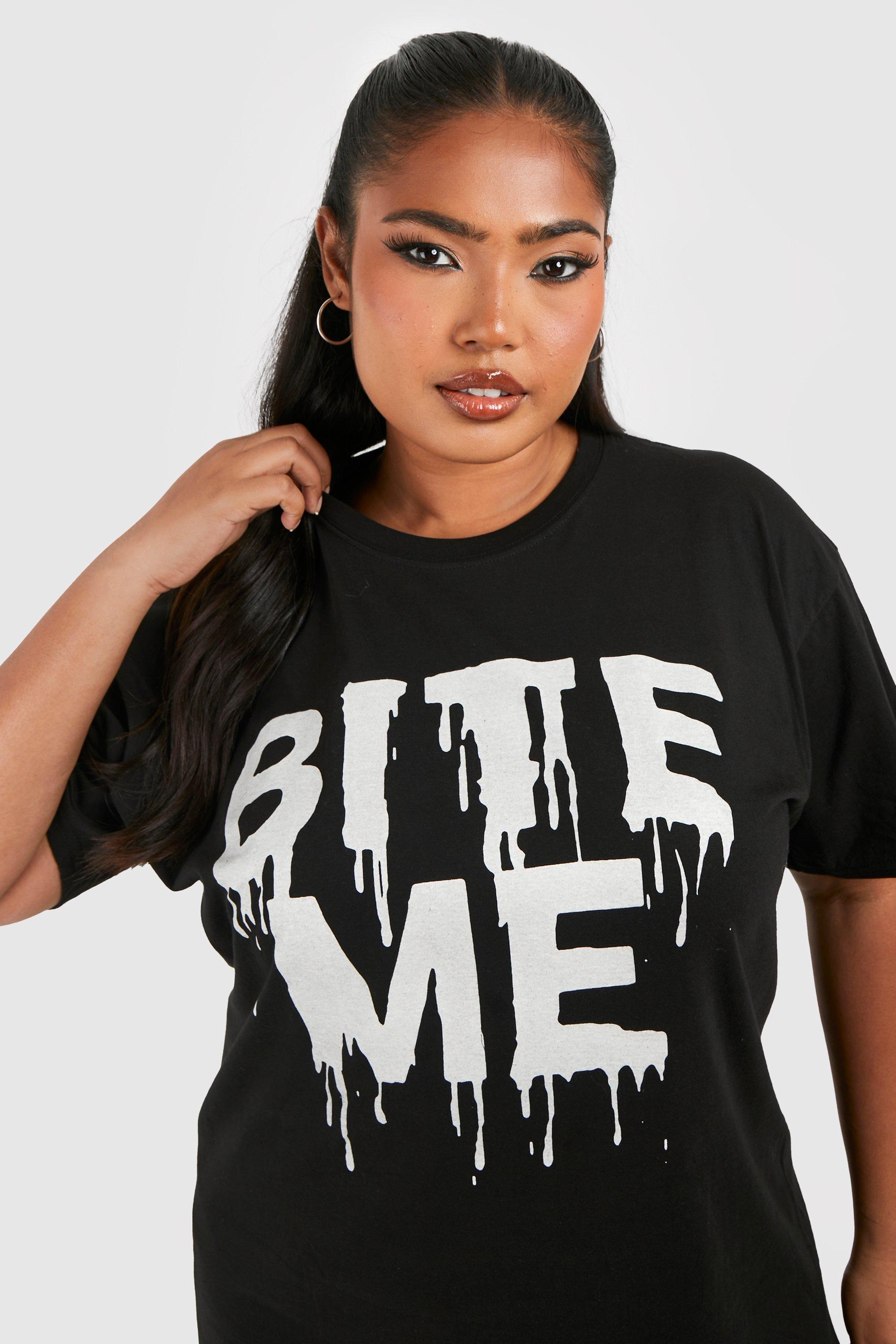 Plus Halloween Glow In The Dark Bite Me T-shirt