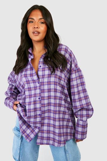 Purple Plus Checked Deep Cuff Shirt