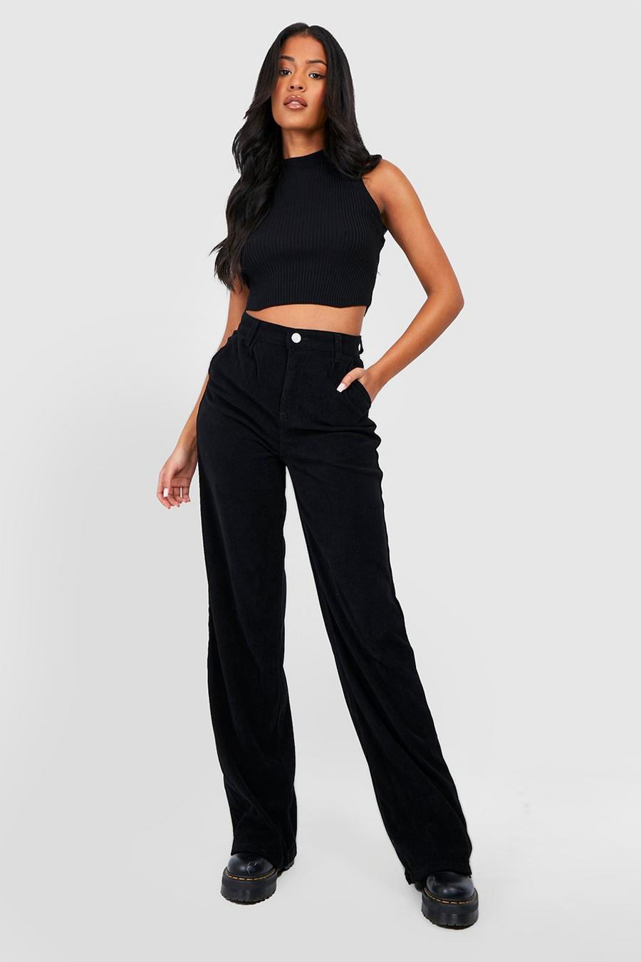 Black Tall High Rise Wide Leg Cord Trousers image number 1