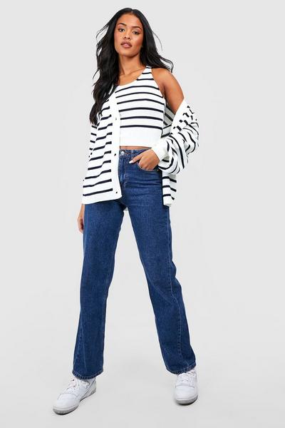 boohoo bone Tall Knitted Stripe Strappy Top