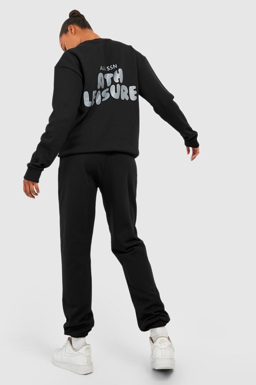 Black Tall Puff Print Ath Leisure Sweatshirt Tracksuit image number 1