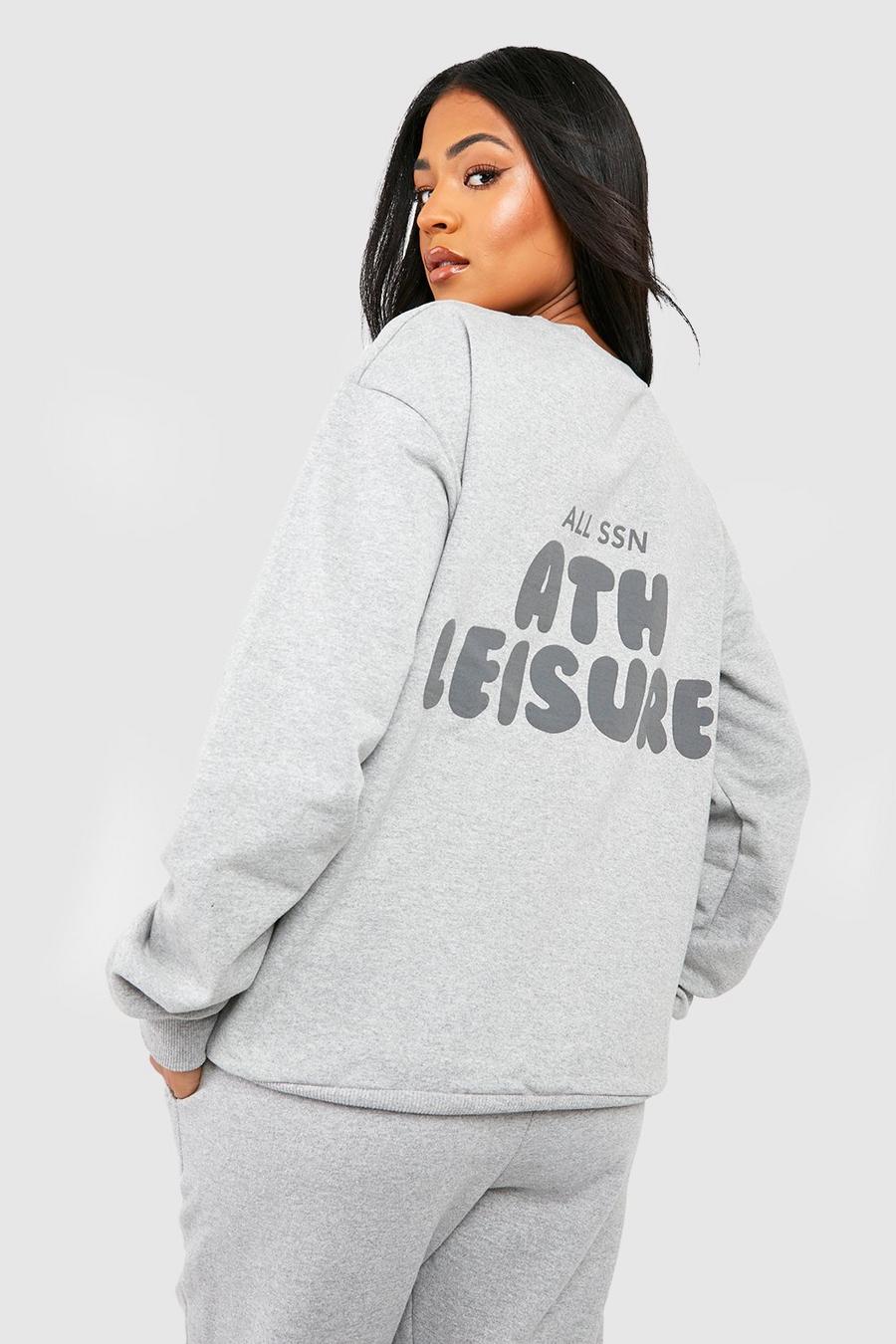 Grey Tall Puff Print Ath Leisure Sweatshirt Tracksuit