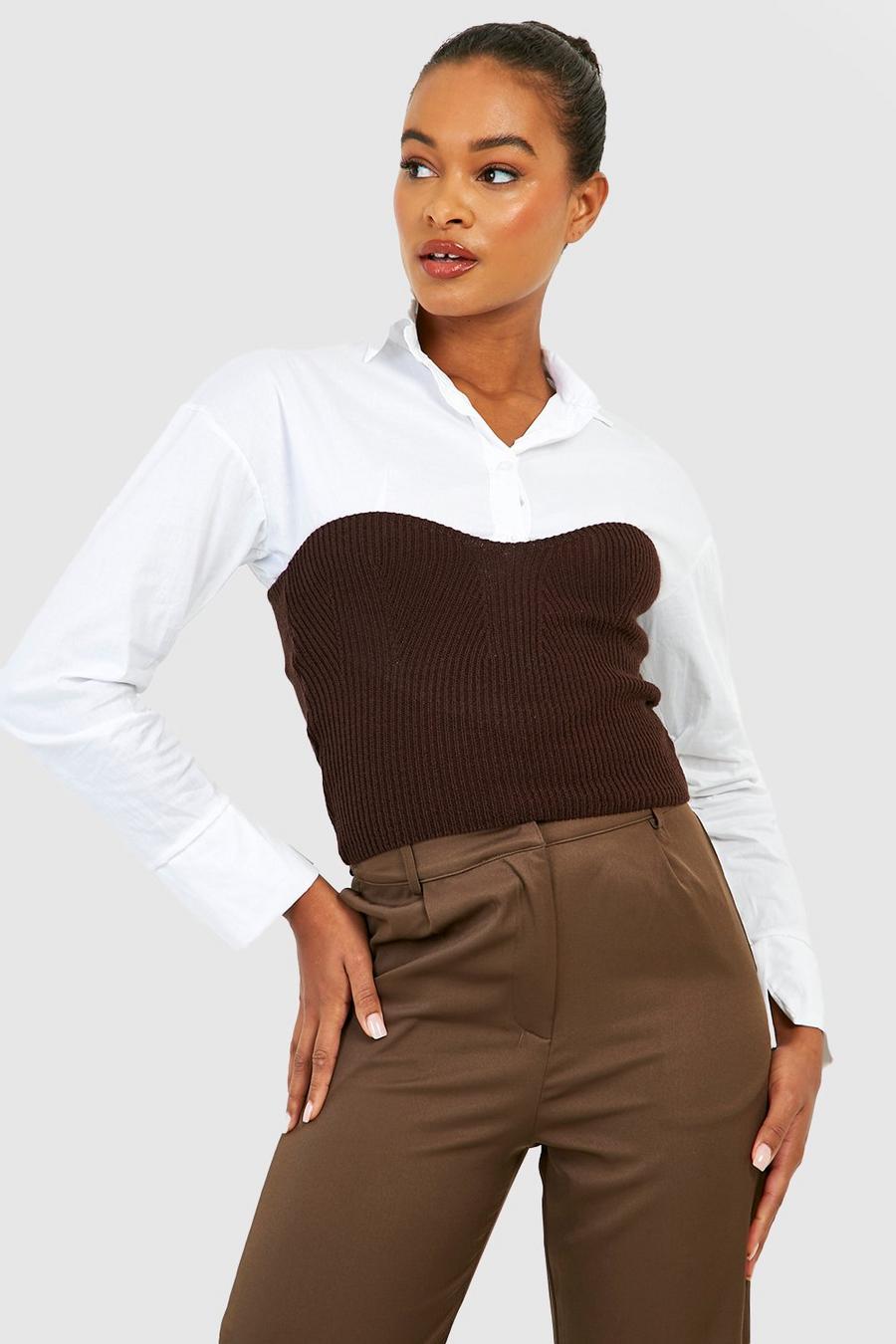 Chocolate brown Tall Knitted Corset