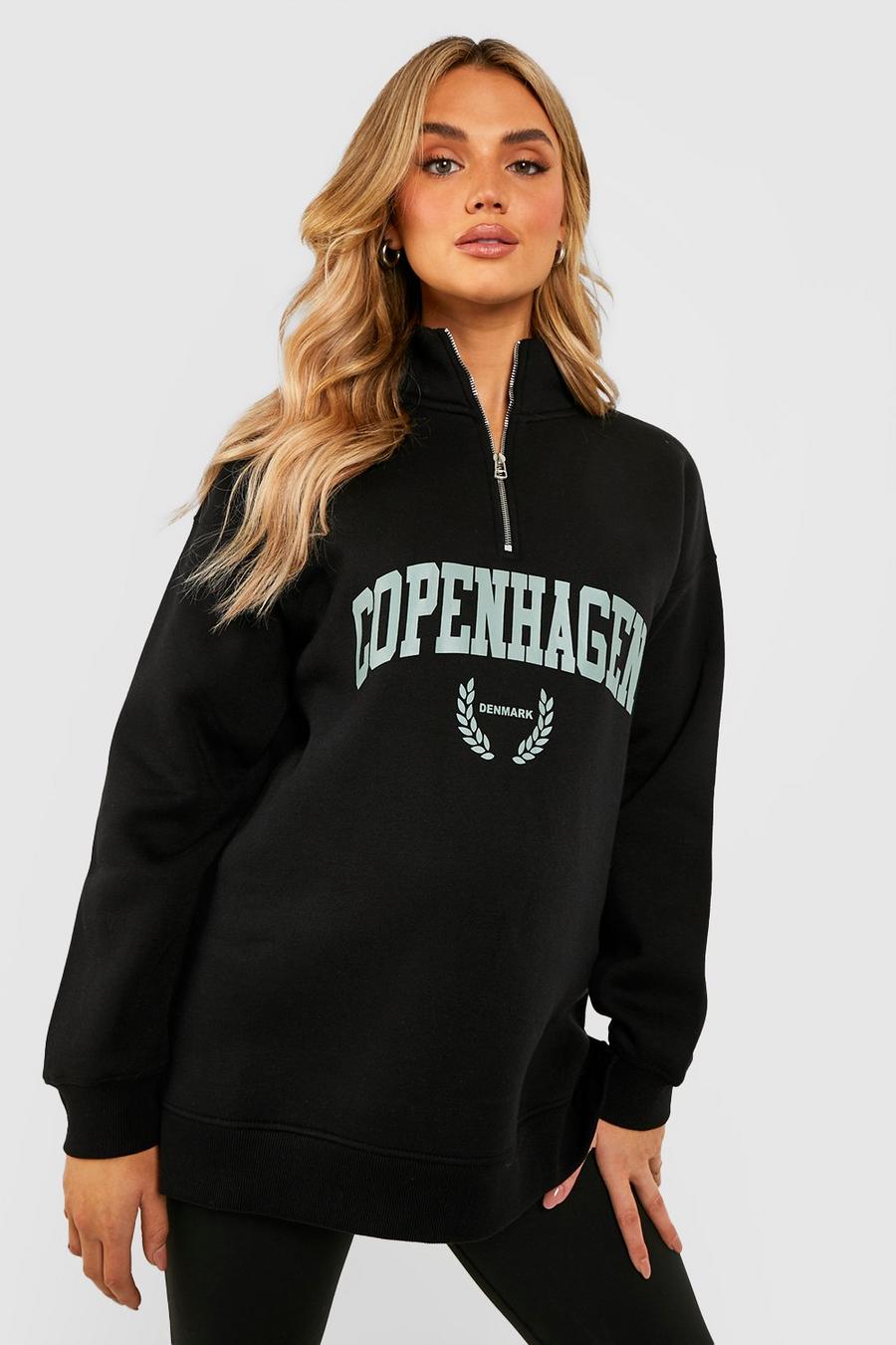 Black Maternity Copenhagen Half Zip Sweatshirt