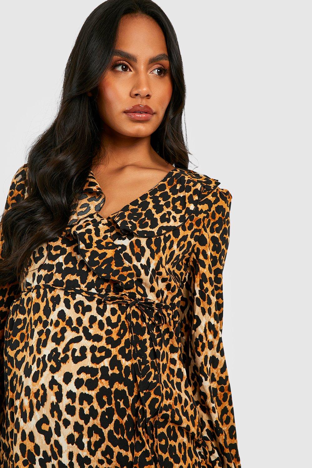 Boohoo maternity shop leopard print dress