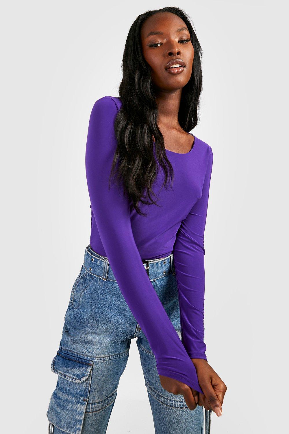 Purple long hot sale sleeve bodysuit