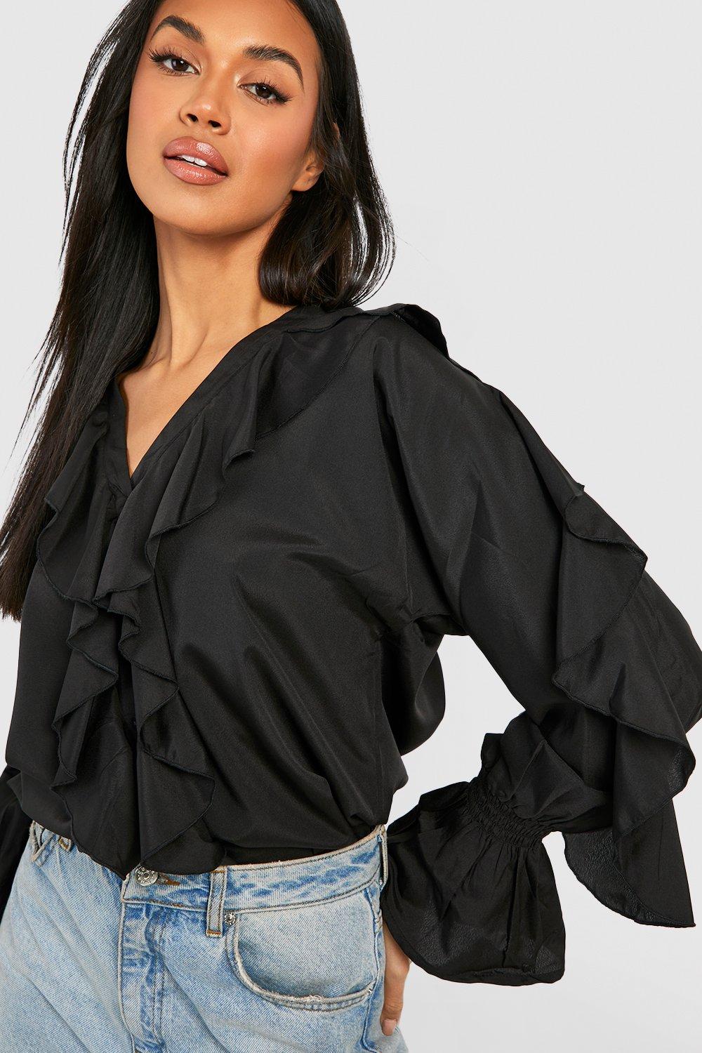 Ruffle plunge sale top