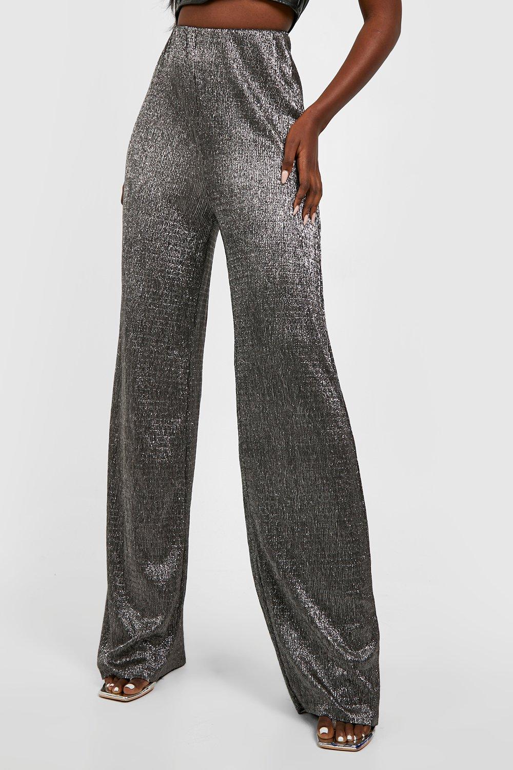 boohoo silver trousers