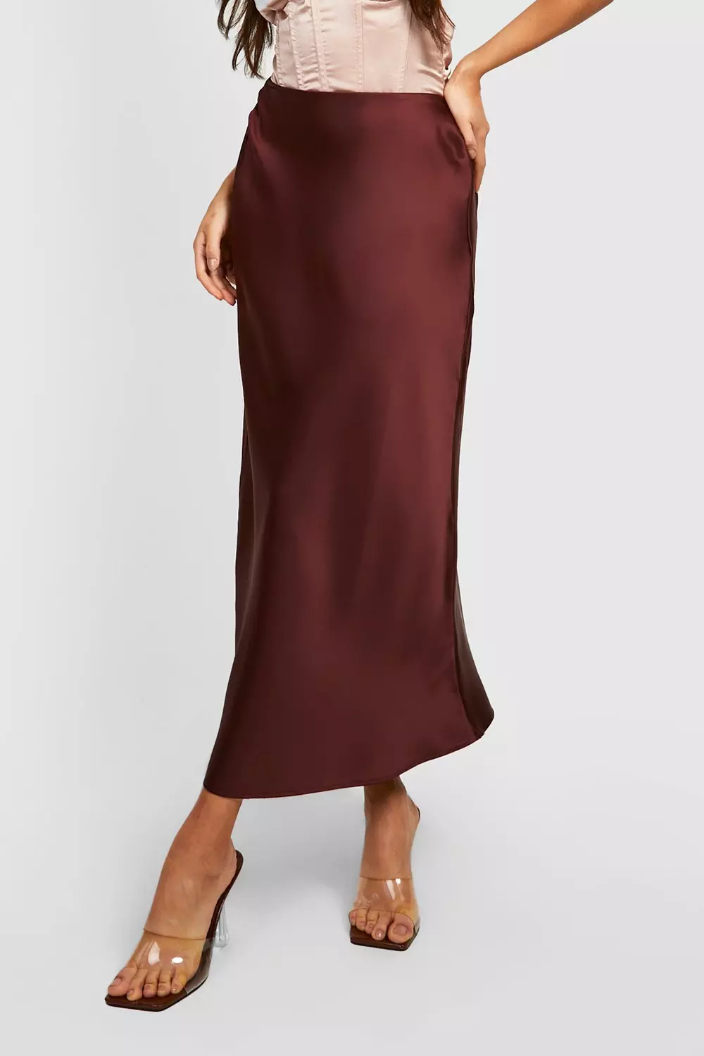 Satin Bias Midaxi Slip Skirt