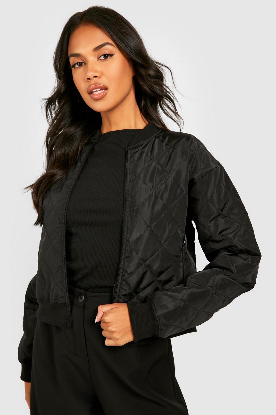 Black Diamond Quilted Bomber Jacket