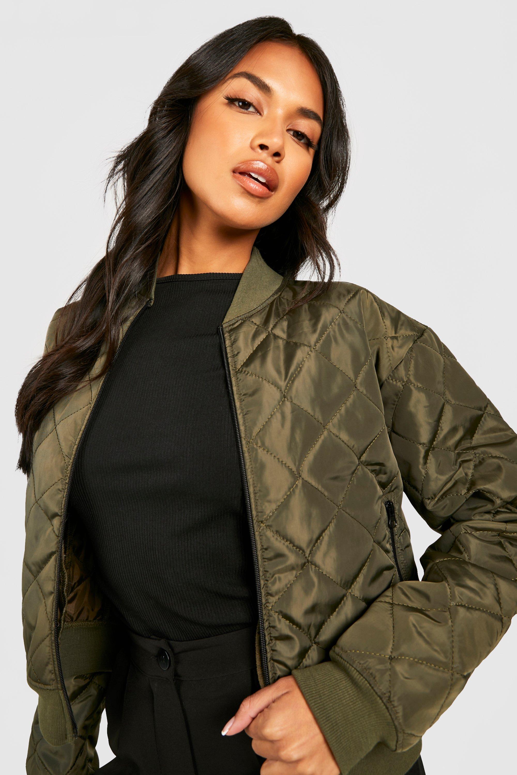 Diamond Quilted Bomber Jacket | Boohoo UK