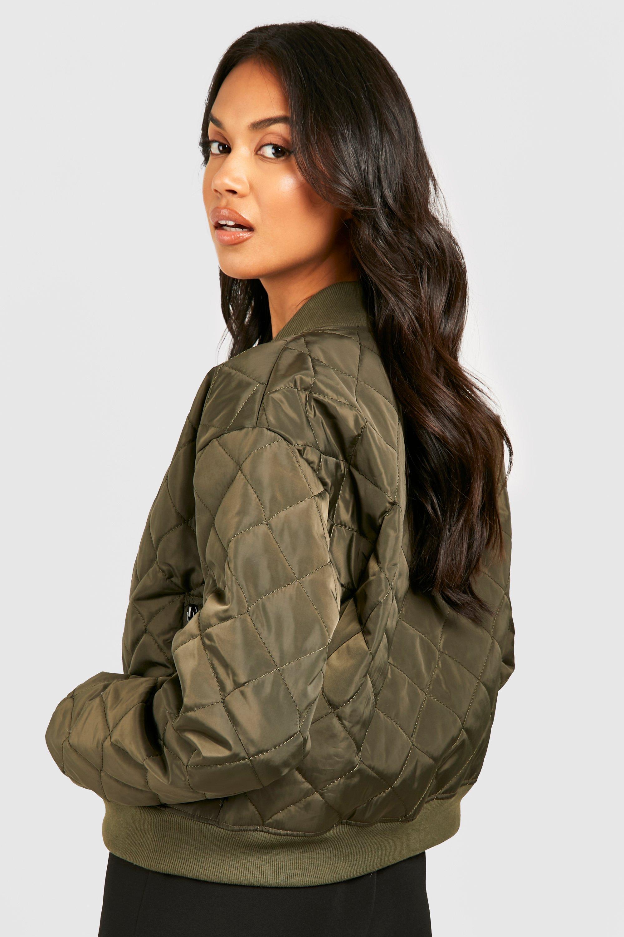 Diamond Quilted Bomber Jacket | boohoo