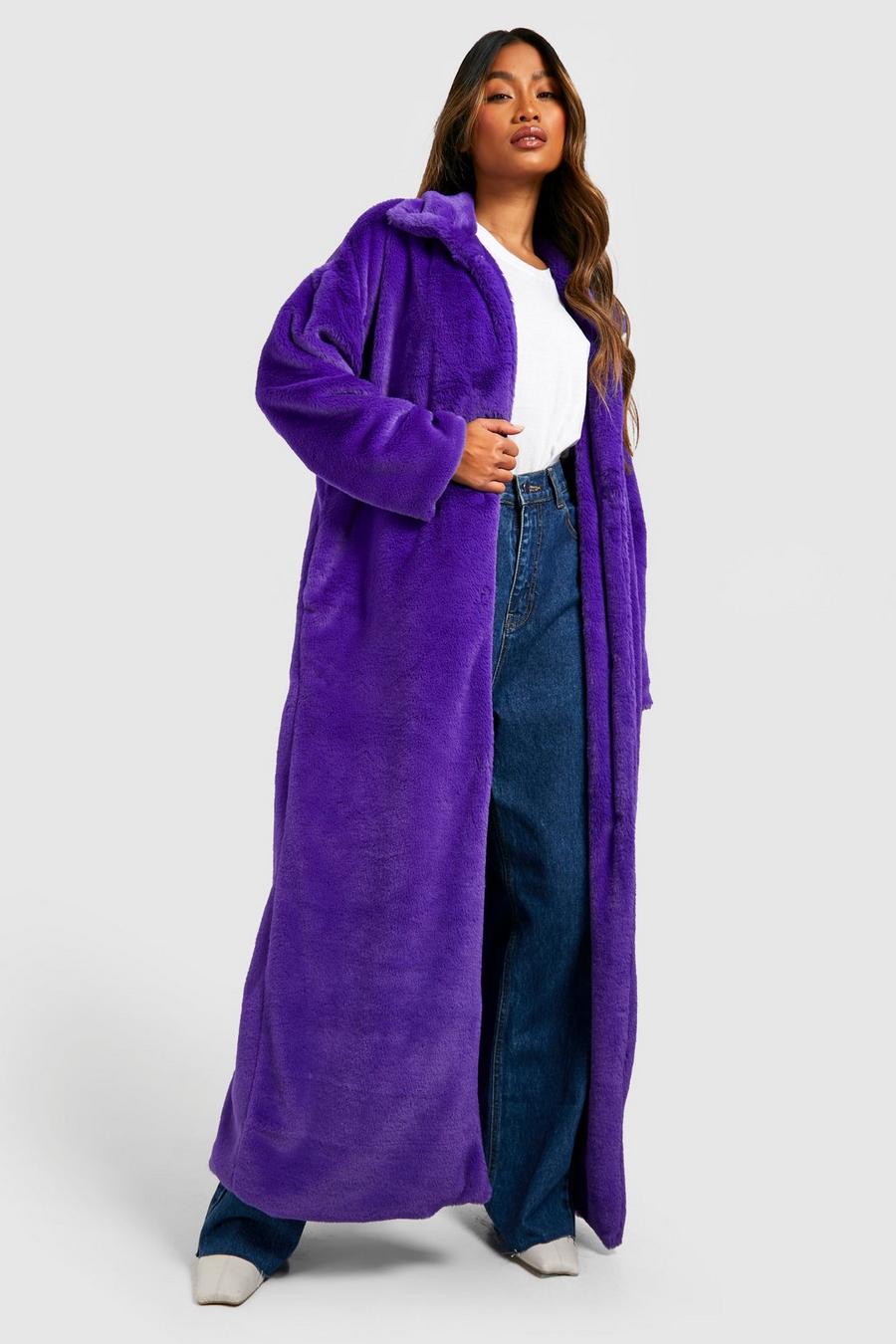 Abrigo maxi de pelo sintético, Jewel purple morado