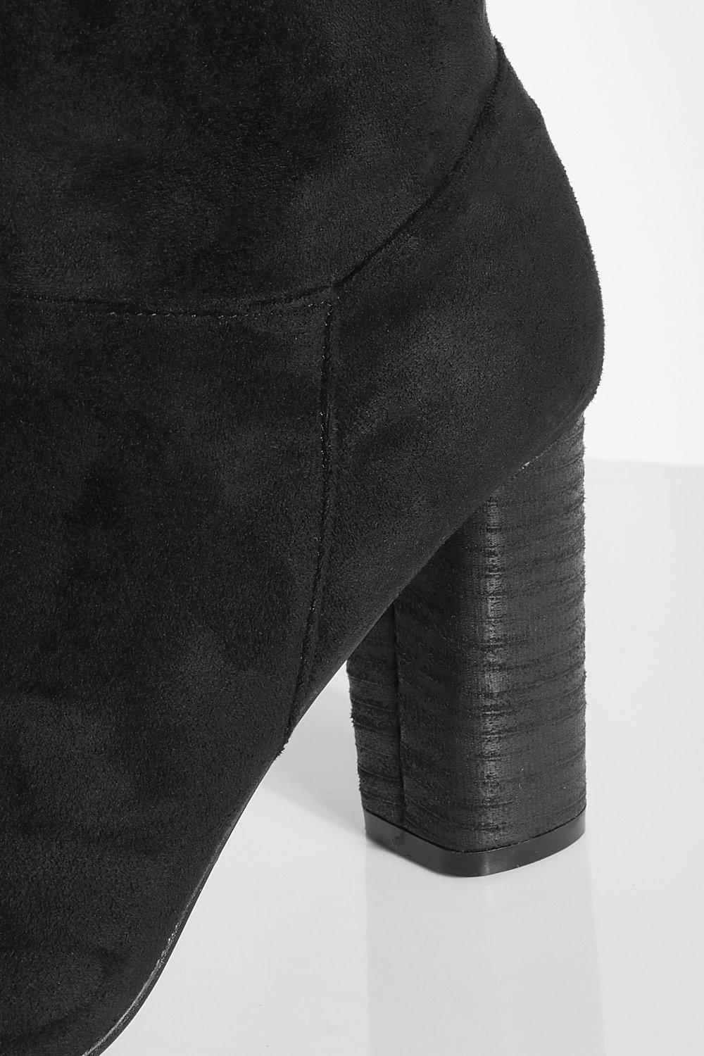 Black suede store booties wooden heel