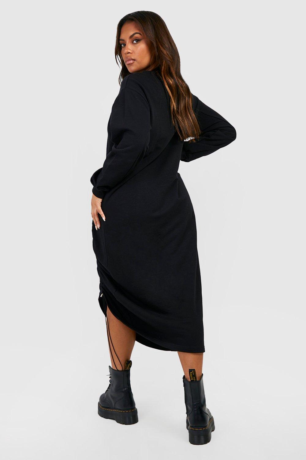 Plus Oversized Ruched Side Midi Jumper Dress | boohoo