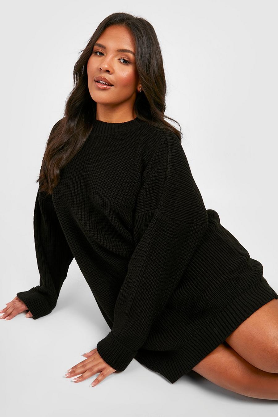 Black Plus Knitted Sweater Dress