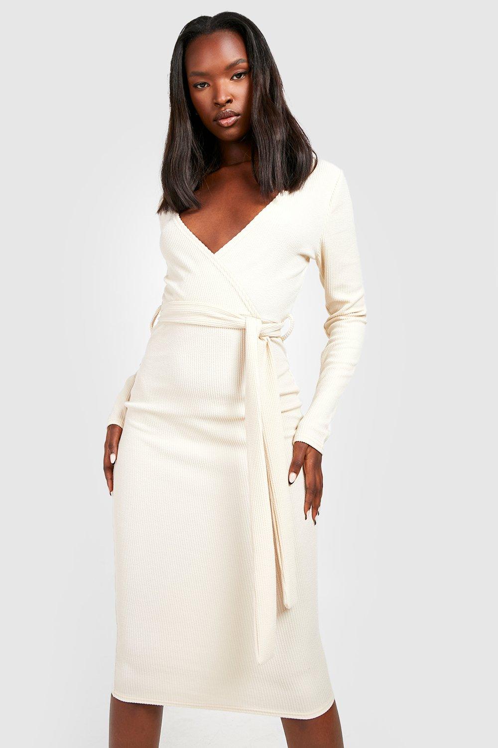 Boohoo white midi outlet dress