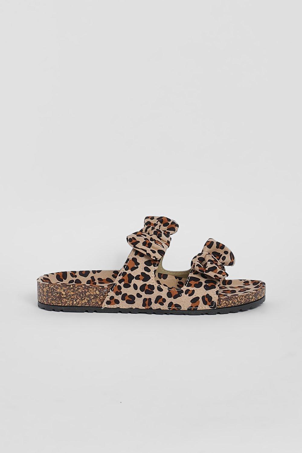 Leopard double bow sandals new arrivals