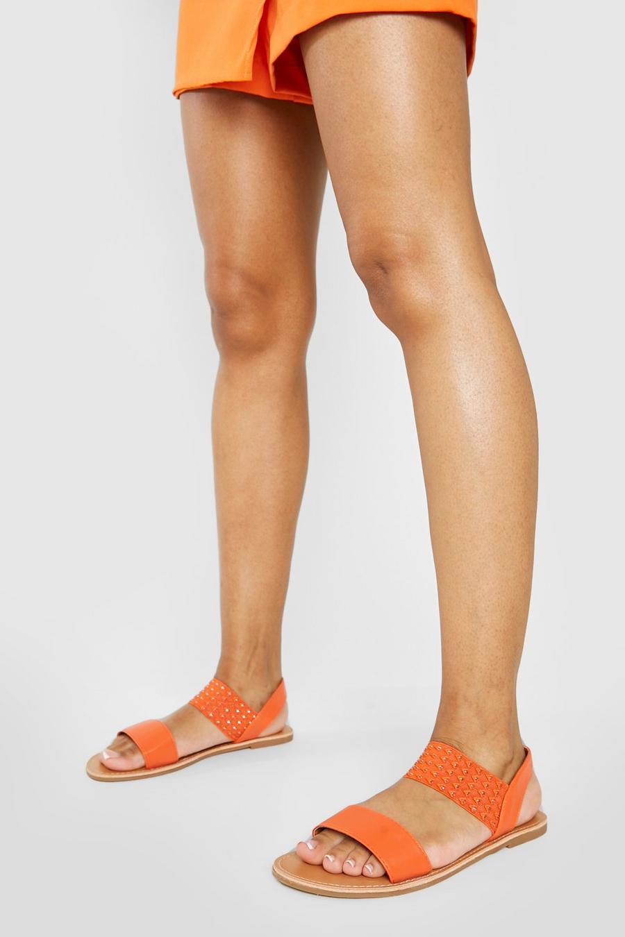Orange Stud Detail Sling Back Sandal