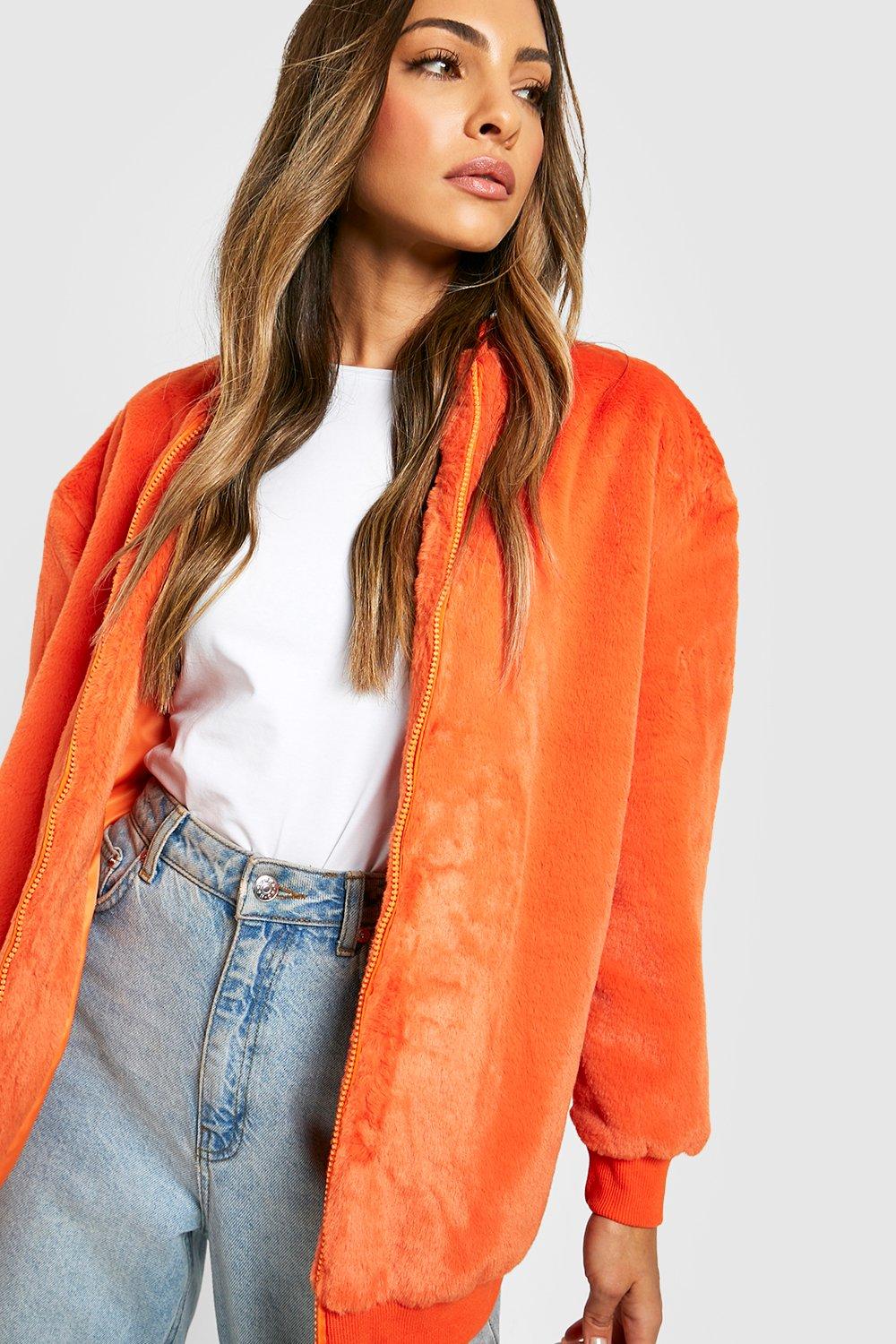 Faux fur orange jacket sale