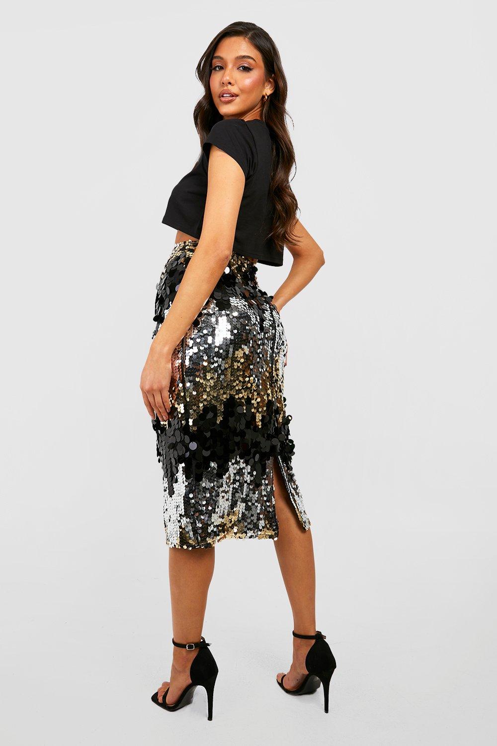 Sequin midi shop skirt boohoo