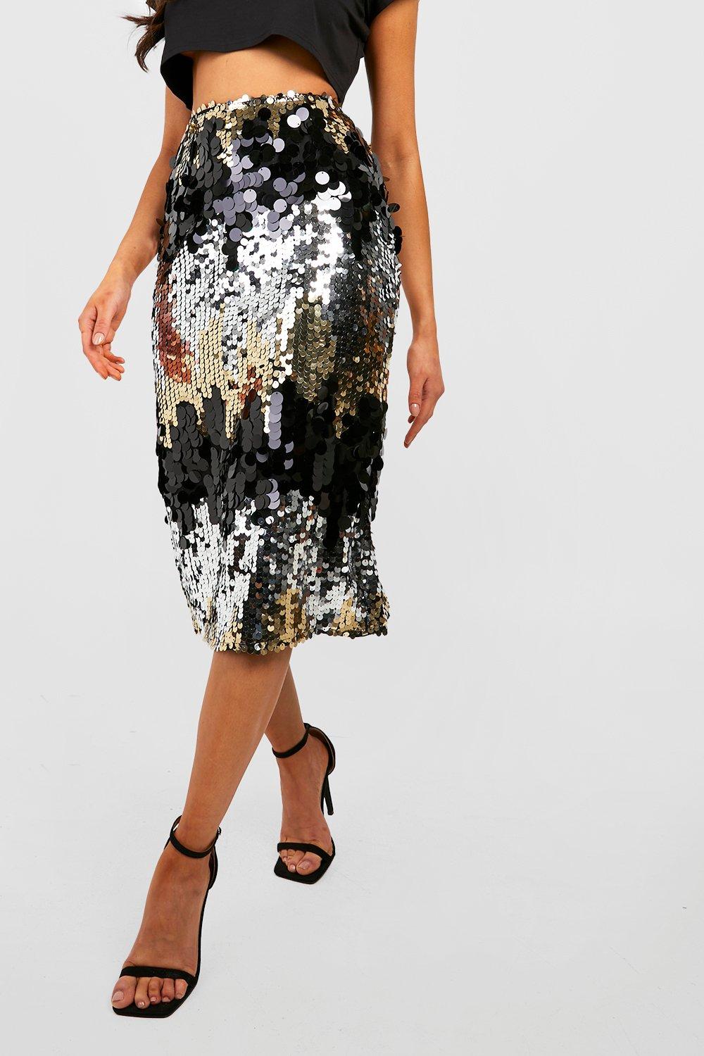 Sequin pencil skirt on sale boohoo