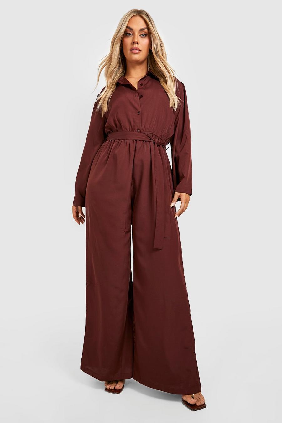 Chocolate The Plus Shirt Jumpsuit  image number 1