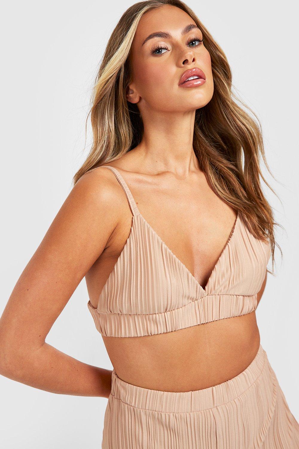 Plisse Bralette & Wide Leg Pants Set