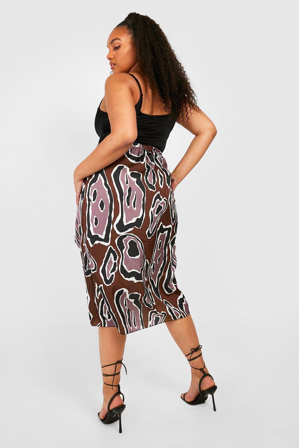 Brown leopard print outlet wrap midi skirt