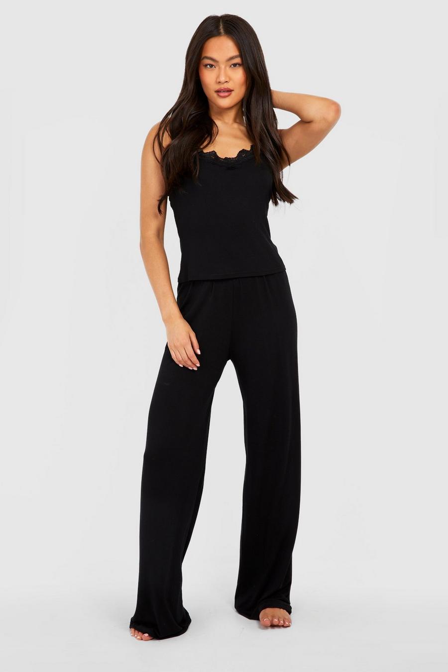 Black Cami And Trouser Pyjama Set image number 1