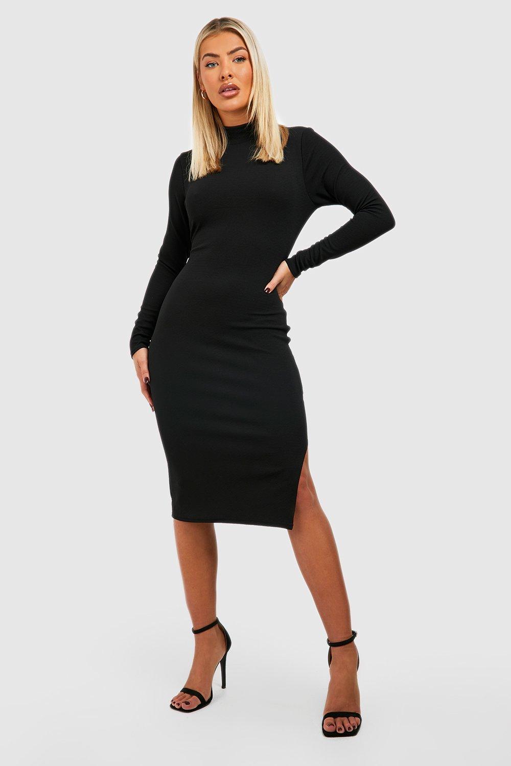 High Neck Long Sleeve Midi Dress boohoo CA