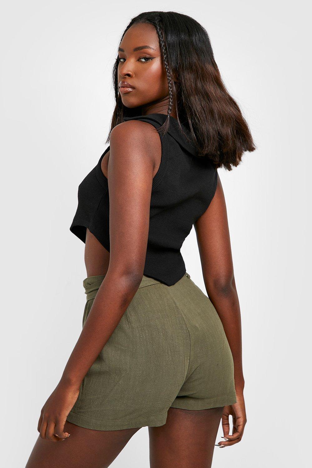 High waisted buckle shorts hot sale