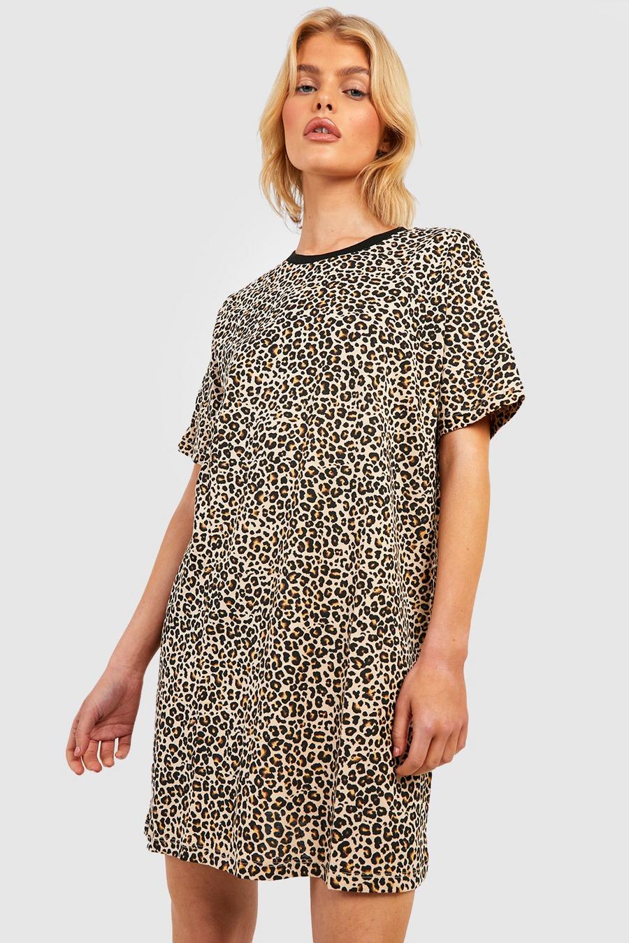 Brown Leopard T-shirt Dress image number 1