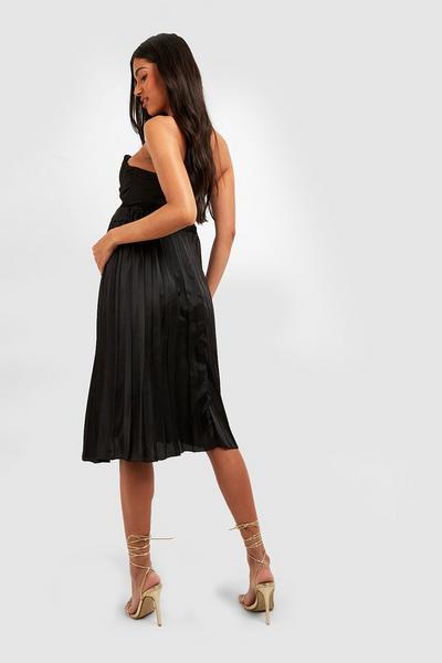 boohoo black Maternity Satin Pleated Midi Skirt
