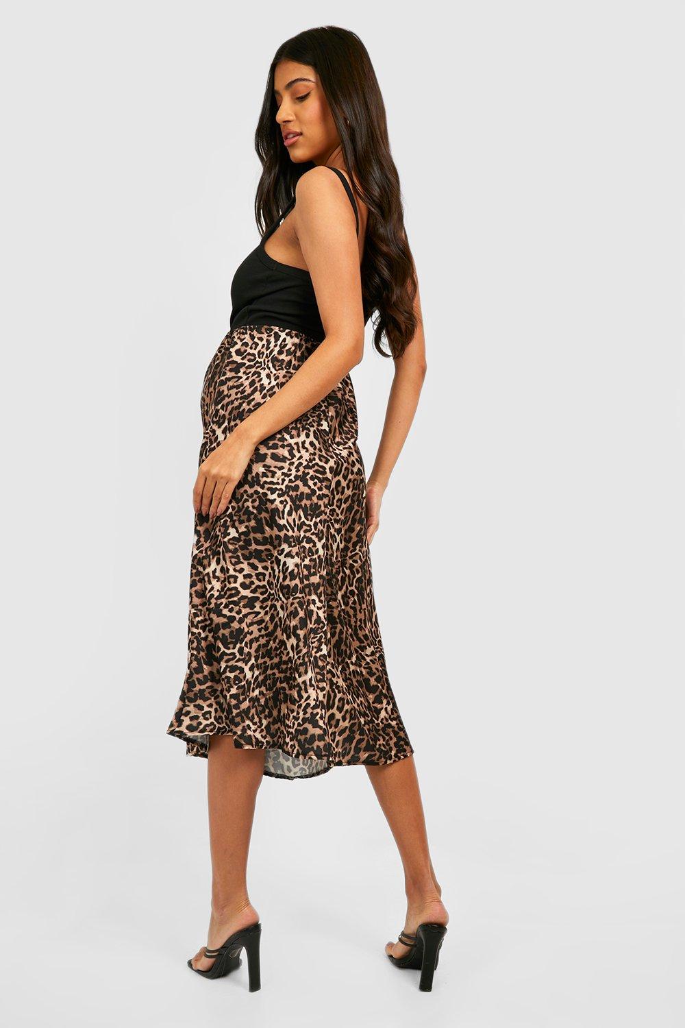 Animal Print Maternity Midi Skirt