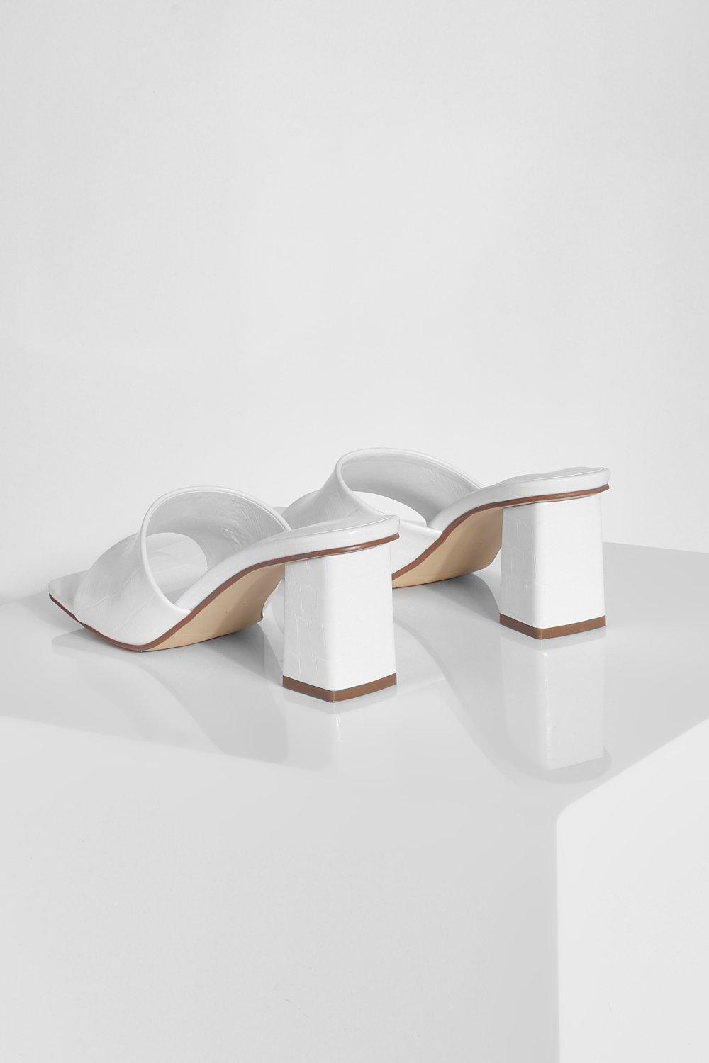 White block outlet mules