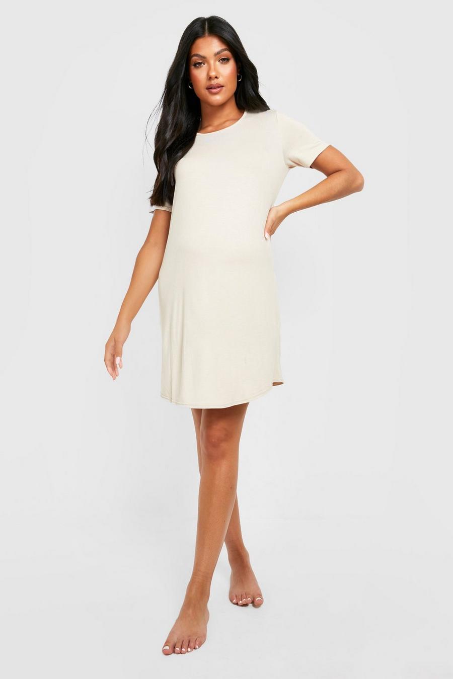 Oatmeal Maternity Basic T-Shirt Nightgown image number 1
