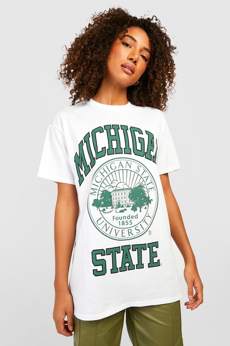 Camiseta Tall oversize con estampado de Michigan, White image number 1
