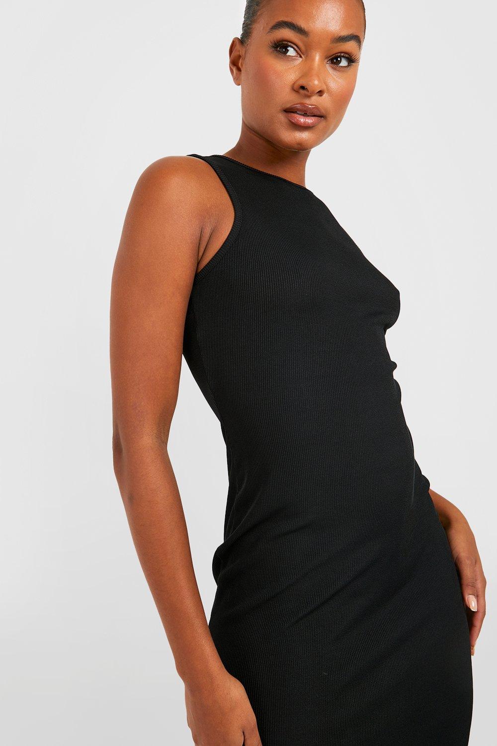 Black sleeveless midi bodycon hot sale dress