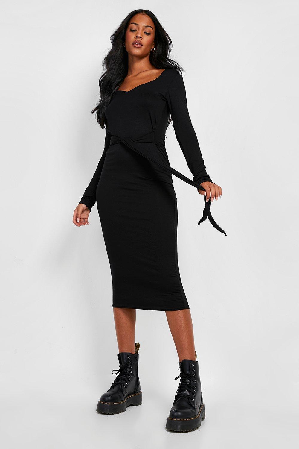 Tall Sweetheart Longsleeve Belted Bodycon Dress