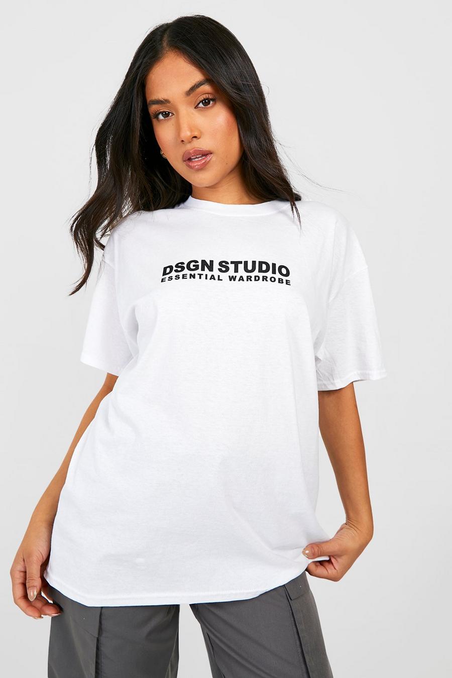 Petite - T-shirt oversize à slogan Dsgn, White image number 1