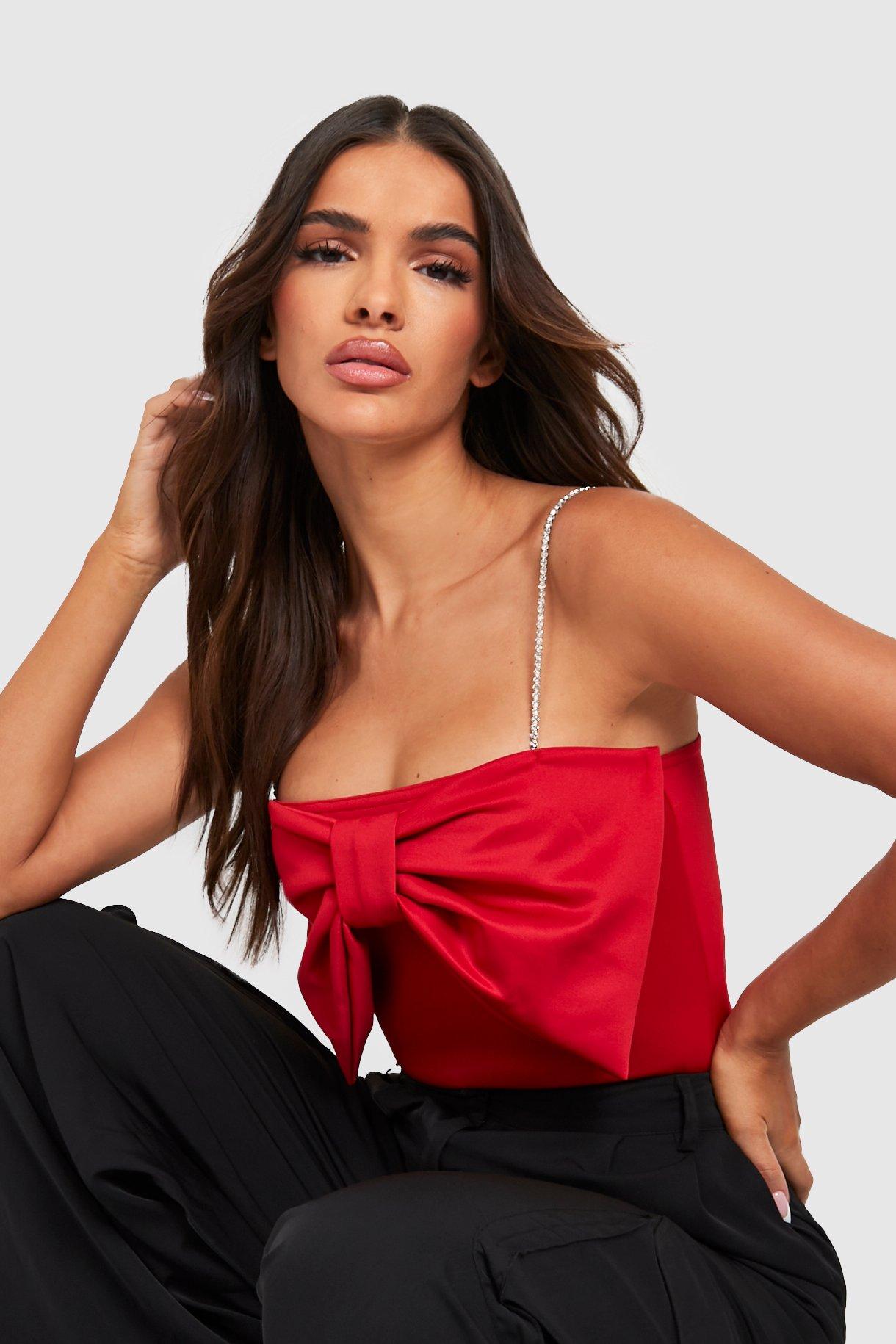 Red Scuba Jumpsuit with Bra Strap