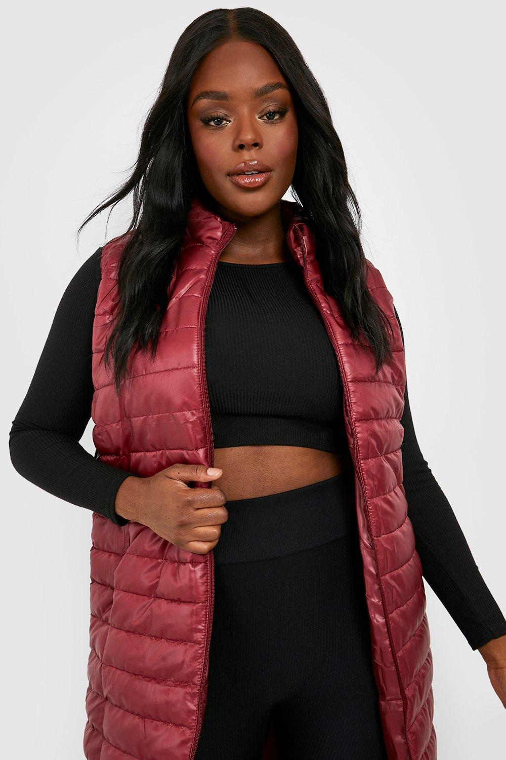 Plus size cheap red puffer vest