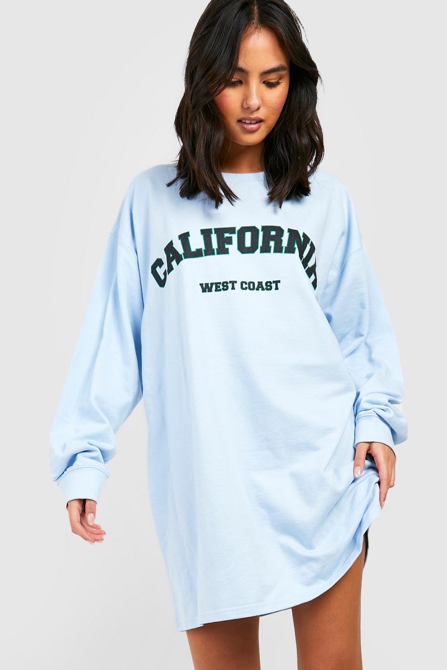 Light blue California Slogan Oversized Sweatshirt Dress image number 1