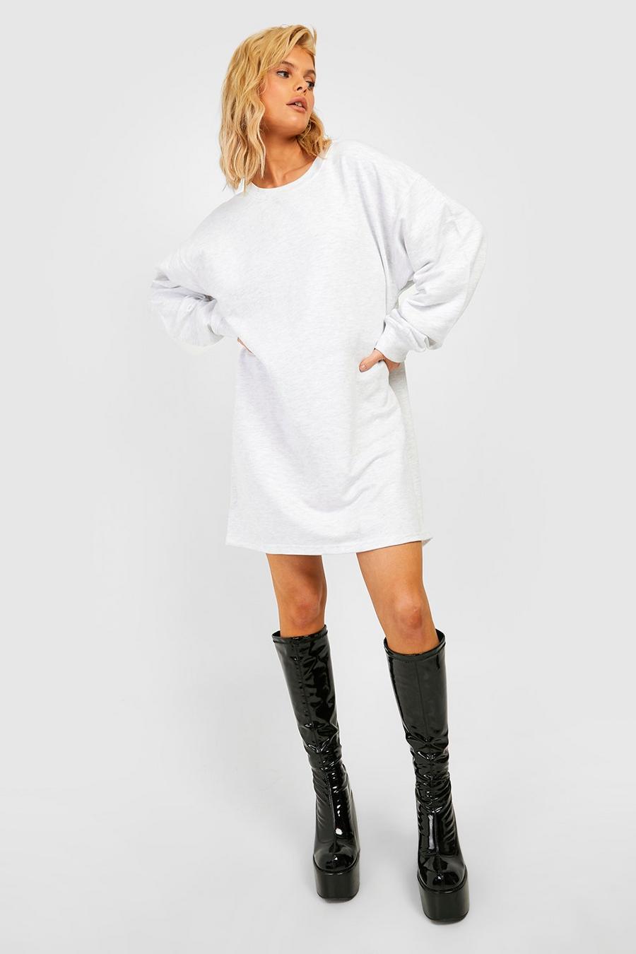 Oversize Basic Sweatshirt-Kleid, Ash grey