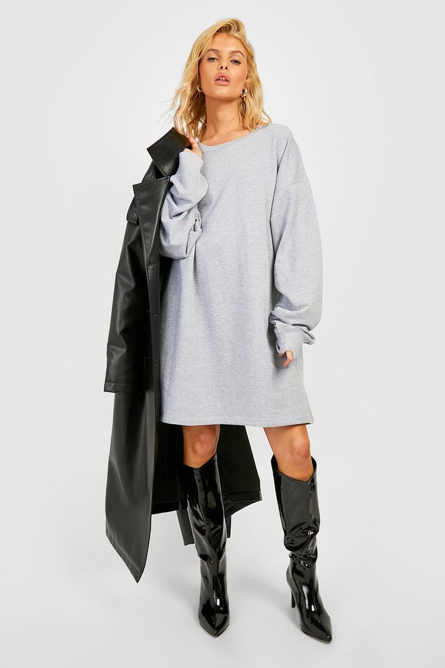 Grey marl grå Basic Oversized Sweatshirt Dress